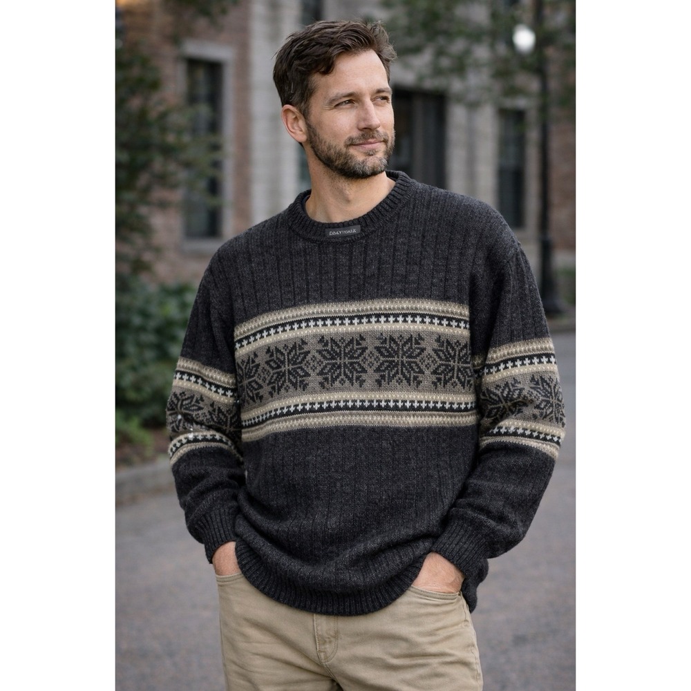 David Taylor‎ Vintage Fair Isle Nordic Sweater Winter Mens Large USA Made Core